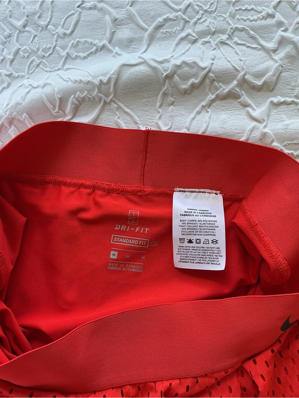Nike Women's Red-Orange Mesh Tennis Skort with Built-In Shorts - Picture 3 of 4